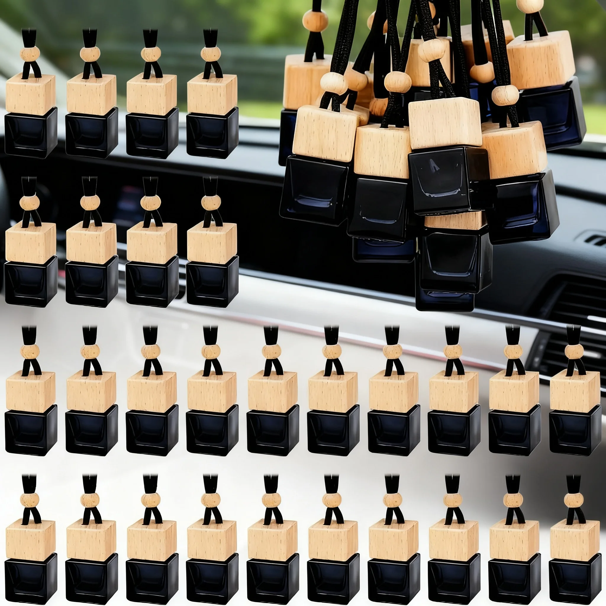 20 pièces 8ML désodorisant de voiture suspendu diffuseur de voiture bouteilles d'huile essentielle bouteilles de parfum en verre vides pour accessoires d'intérieur de voiture