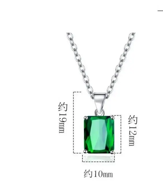 6ct Simulated Nano Emerald 925 Sterling Silver Pendant Necklace for Women Statement Gemstone Choker Colar de Prata