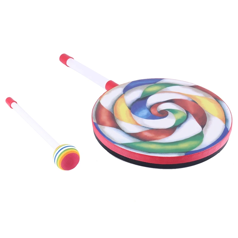 5Pack 8Inch Lolly Drum Met Mallet Regenboog Kleur Muziek Ritme Instrumenten Kids Baby Kinderen Spelen Speelgoed