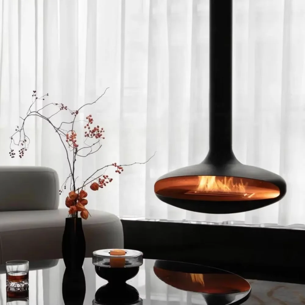 French-style luxury designer wood-burning fireplace room decoration fireplace hanging living room decoration real fire fireplace