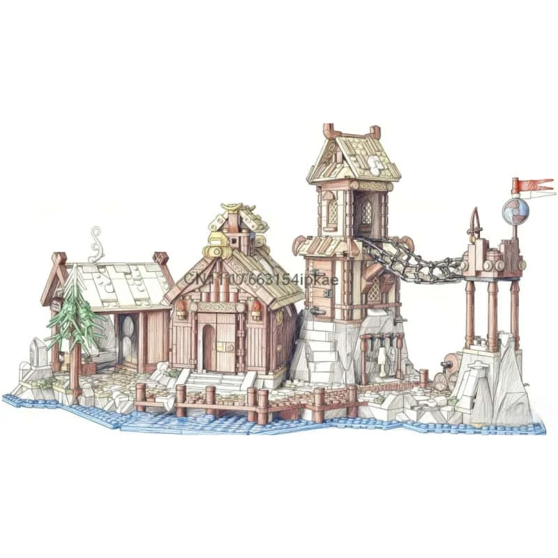 

2025 New 2103Pcs IDEAS series Viking village assembling toy building block model children's Christmas gift