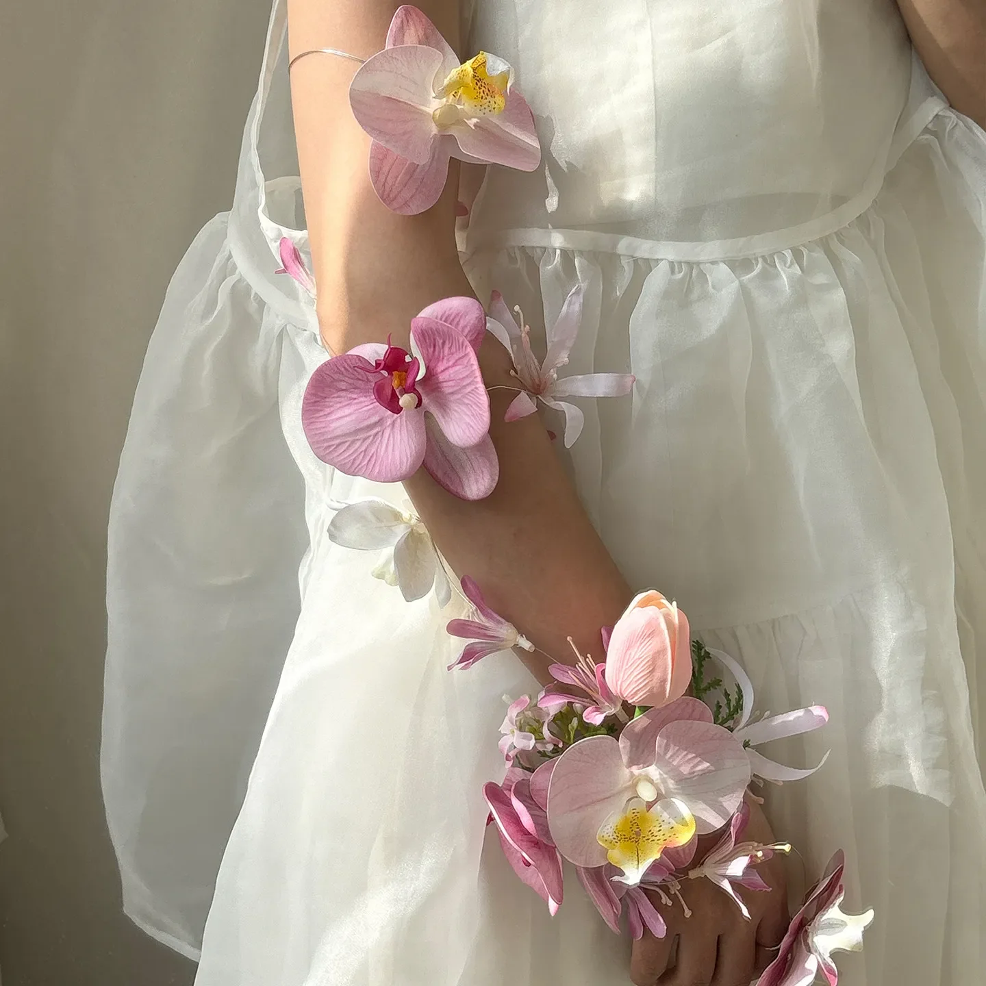 For artificial flower bride arm wrap wrist flower wedding groom corsage arm flower cover tattoo