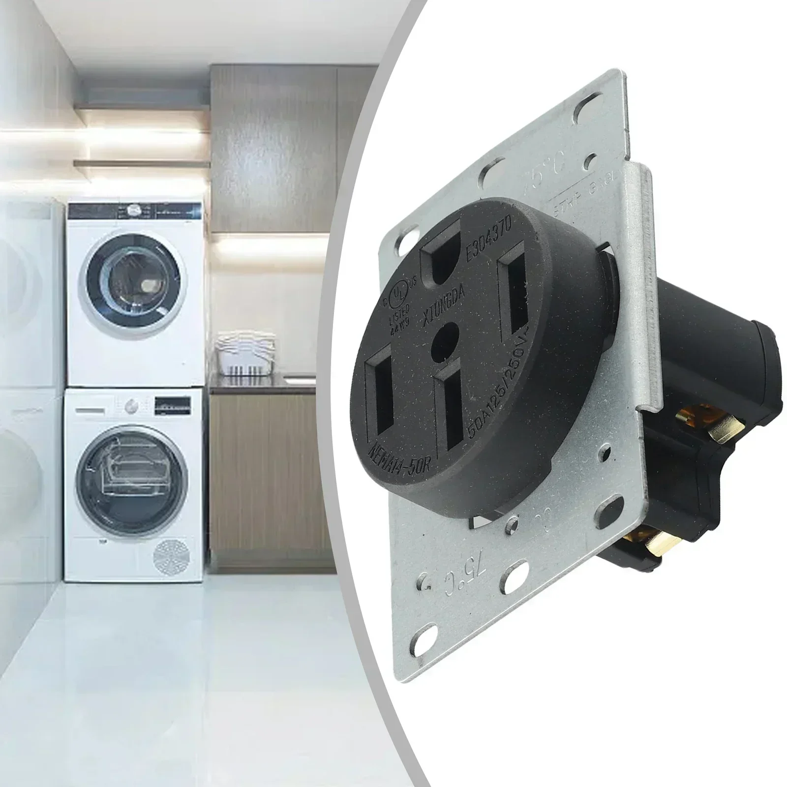 Flush-mount Receptacle For NEMA 14-50R, 50 Amp, 125/250 Volt, Three-pole, Four-wire Grounding Outlet For Tool Accessories