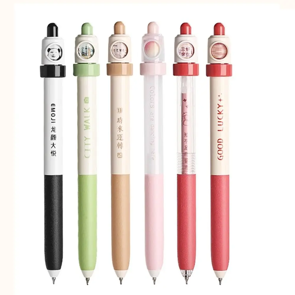 Portable Black Ink Ballpoint Pen Rotation Decompression Stress Relief Gel Pen Quick Drying Neutral Pen School Office Supplies