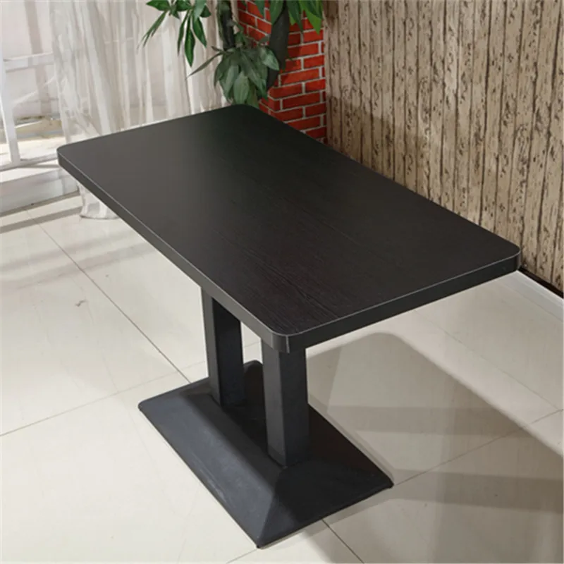 Hot Sale Restaurant Furniture Dining Table With Metal Base Customize Cafe Fast Food Seat Four People Table