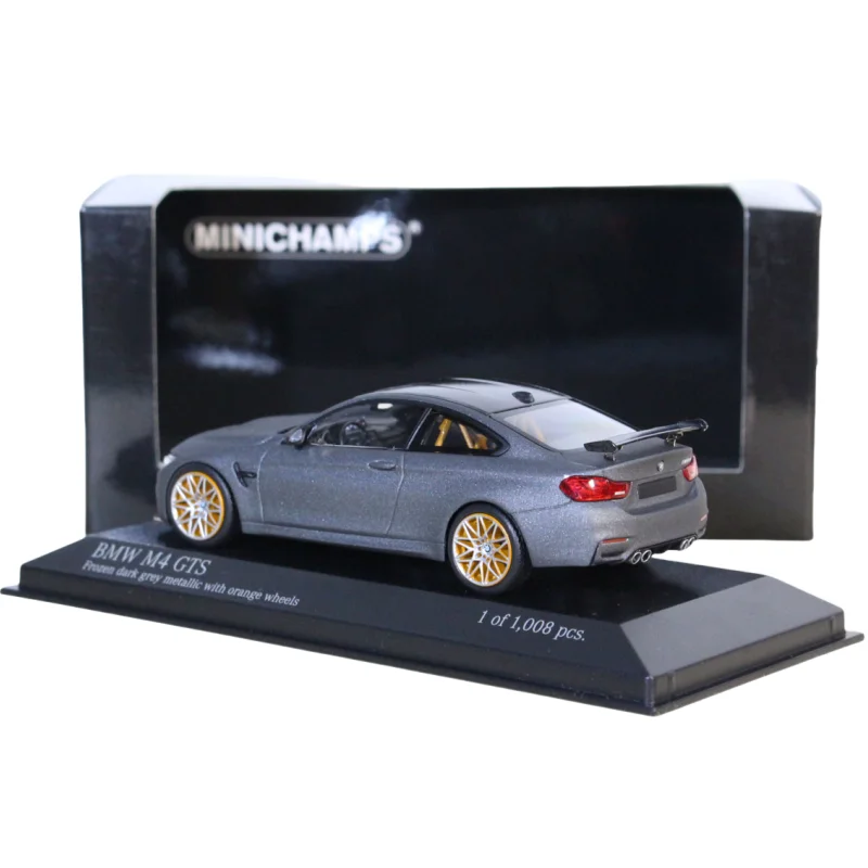 1/43 BMW M4 GTS 반투명 그레이 오렌지 휠, F82 합금 모델, 어린이 컬렉션 장식 장난감, 어린이 휴일 선물