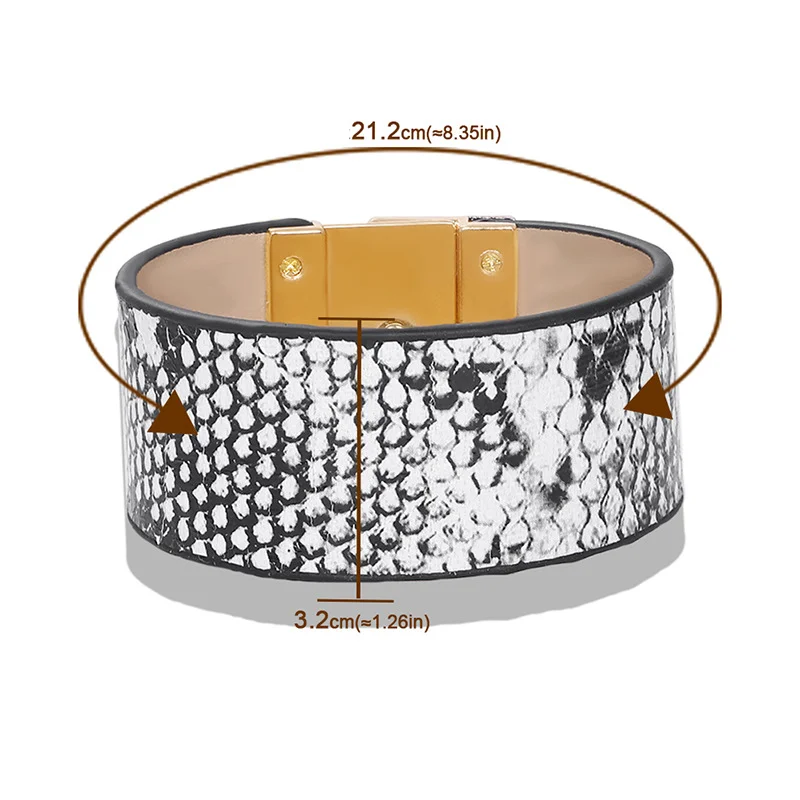 Kirykle Fahshion Punk Bangles per le donne Wide Serpentine Pattern Pu Leather bracciale Charm Gril Hip Hop accessori per feste regalo