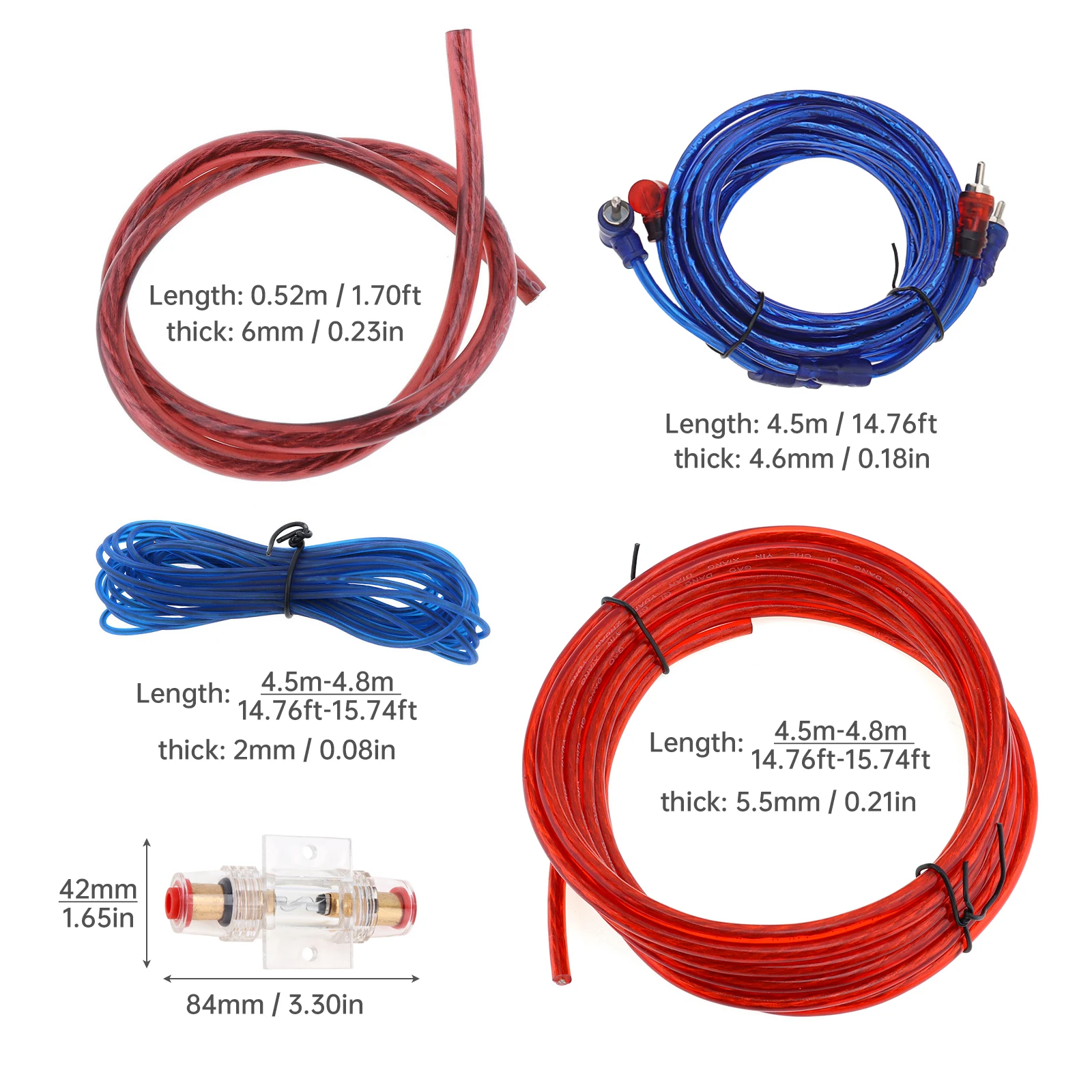 Universal Car Power Amplifier Car Speaker Woofer Cables Car Power Amplifier Audio Line Power Line with Fuse Suit