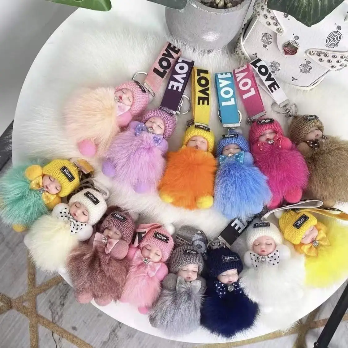 

ForSleepingBaby Keychain Cute Doll Keyholder Women Girl Bags Keyrings Cars Key Ring Gift Charming Decoration