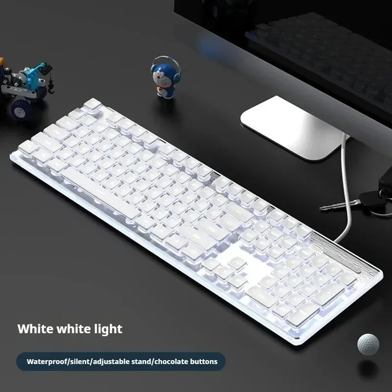 104 Key Wired Mechanical Touch Keyboard Waterproof Silent Ultra-thin Gaming Esports Office Typing Simple Fashionable Keyboard