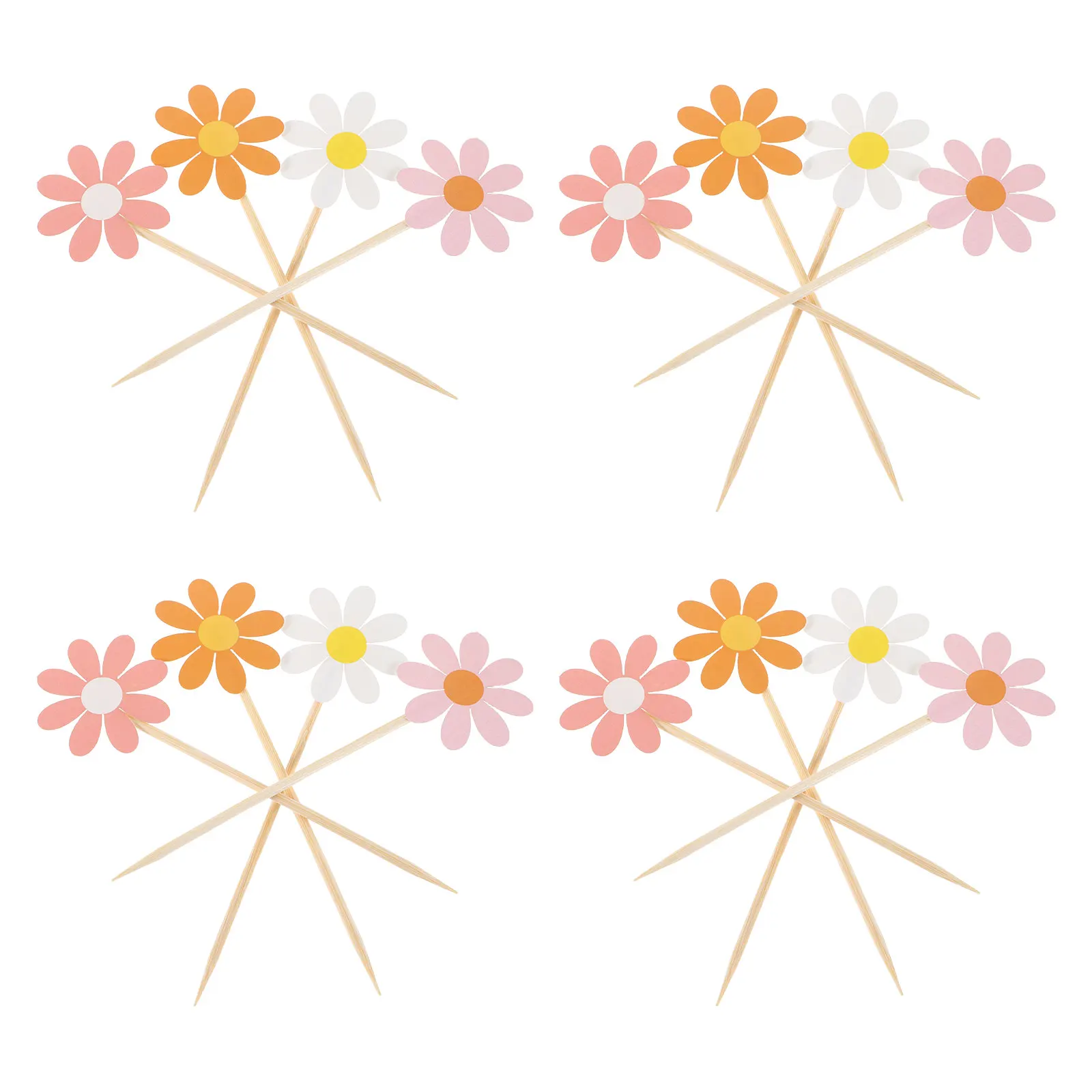 

40Pcs Lightweight Daisy Flower Picks Easy to Insert Cake Decorating Supplies for Elegant Party Decorations Flower Toppers