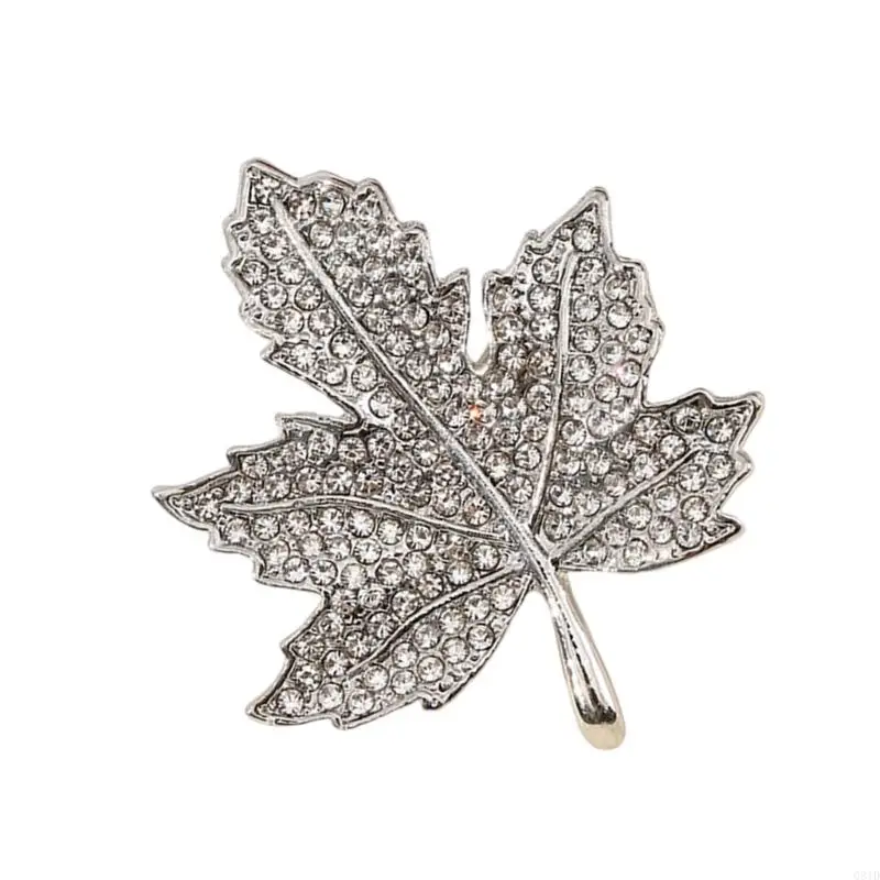 Vintage Maple Brooch With Antique Finish And Sparkling Rhinestones Antique Jewelry For Elegant Outfit Enhancement
