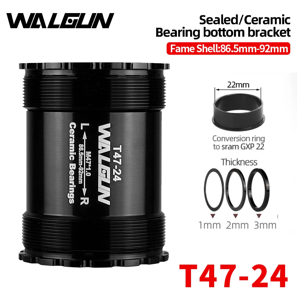 

T47-24 Ceramic Bearing Bicycle Bottom Bracket Sealed Thread BB 86.5-92mm Frame for Trek Shimano Sram MTB Road Bike Crankset