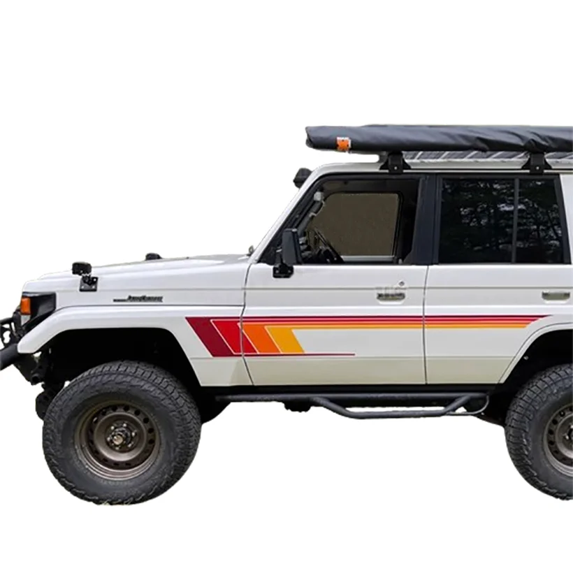 Pair Off Road Car Stickers Waist Line Stripe Retro Sunset Decal Vinyl Precut Graphics Blackout for Toyota Land Cruiser 77 LC77