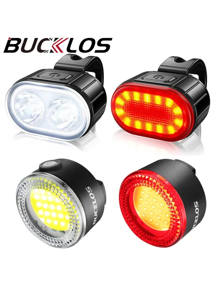 AliExpress BUCKLOS Bicycle Lights LED Rear Light Bicycle USB Recharge Front Cycling Light COB Flashlight for Bike Headlight Taillight