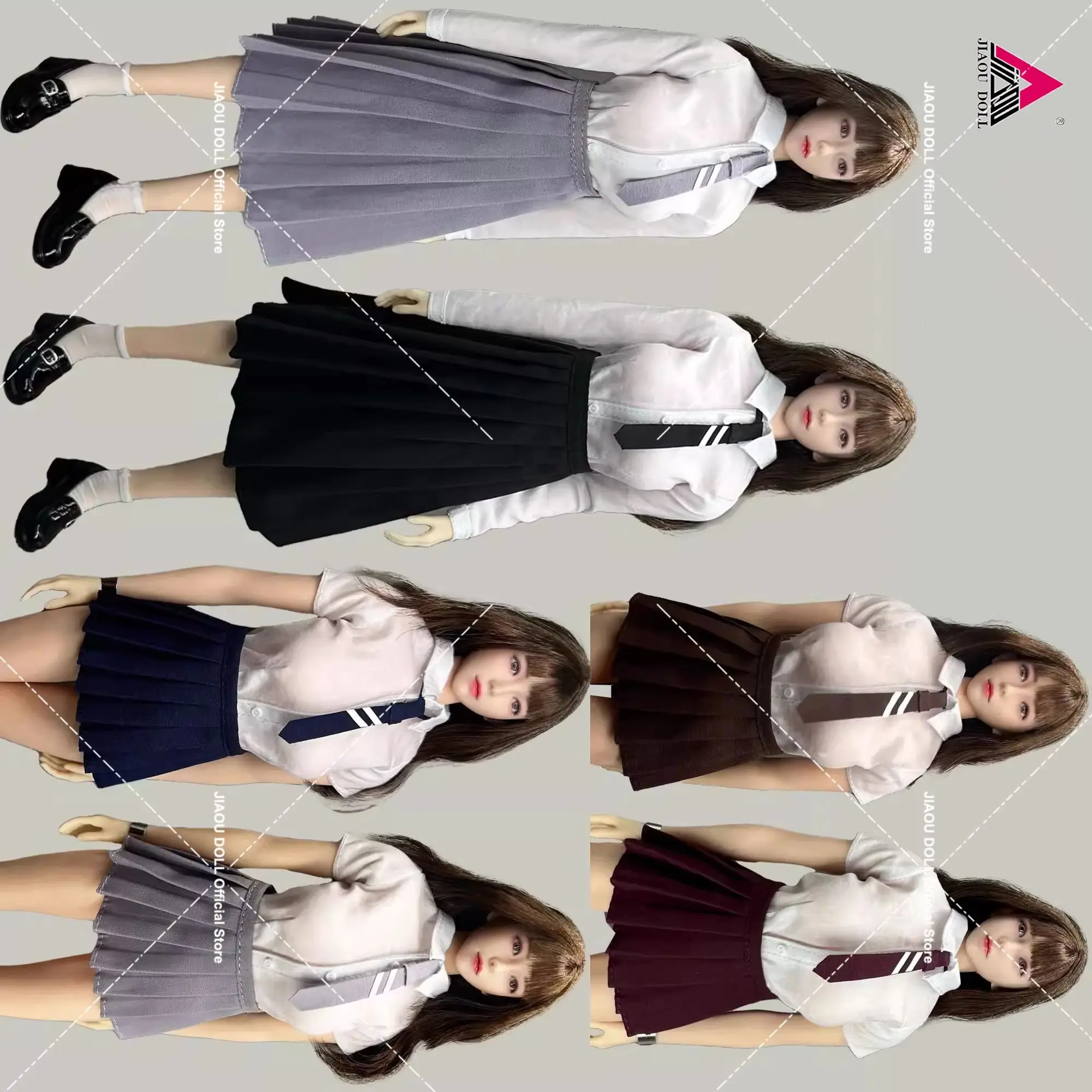 In stock 1/6 Scale Female Uniform School White Shirt Pleated Skirt Clothes Model Fit 12'' Soldier Action Figure Body Dolls
