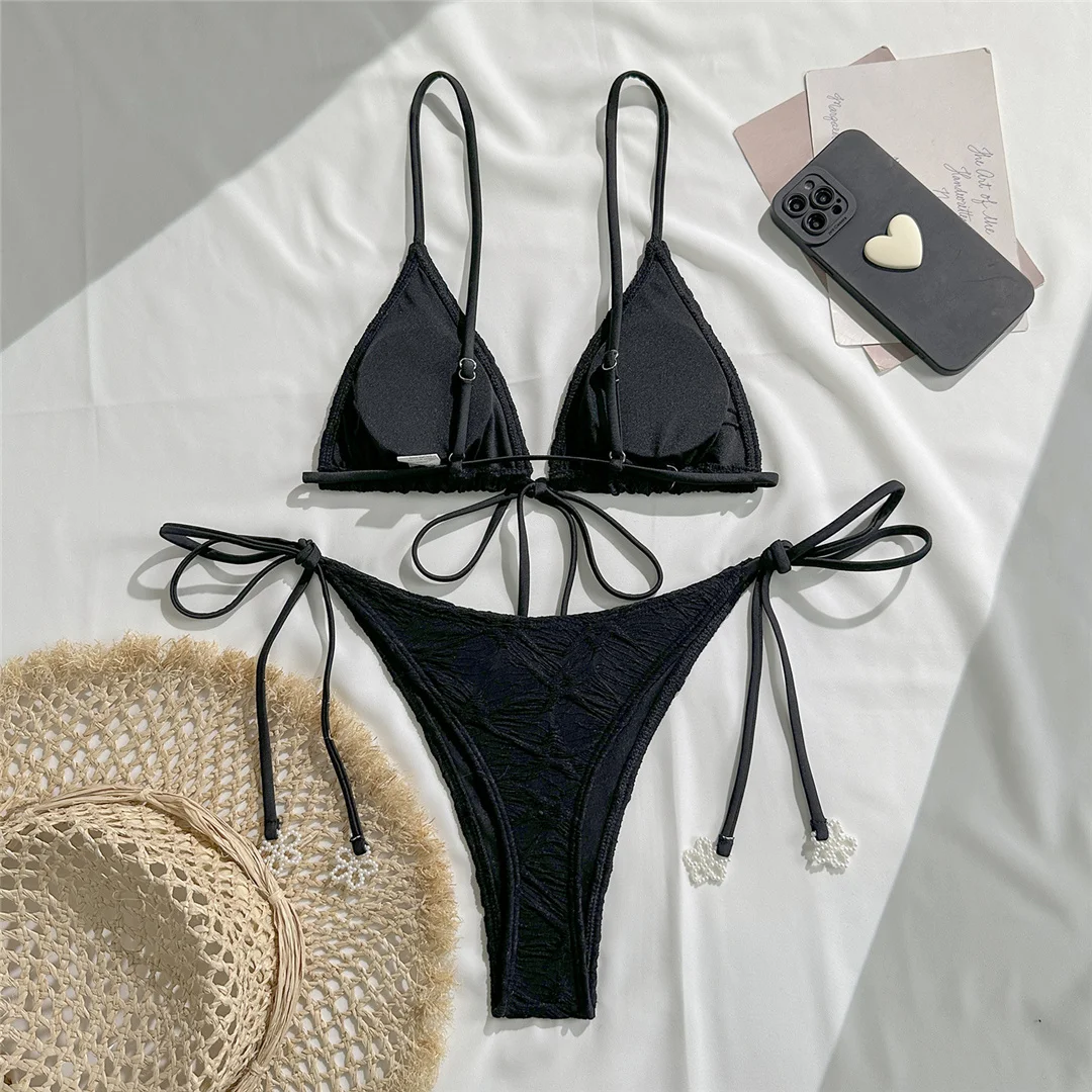 5 Farben, Neckholder-Bikini mit Falten, zweiteiliger Damen-Badeanzug, Badebekleidung für Damen, Badeanzug mit hohem Beinausschnitt, Badeanzug, Modell V7596 – Detail 27