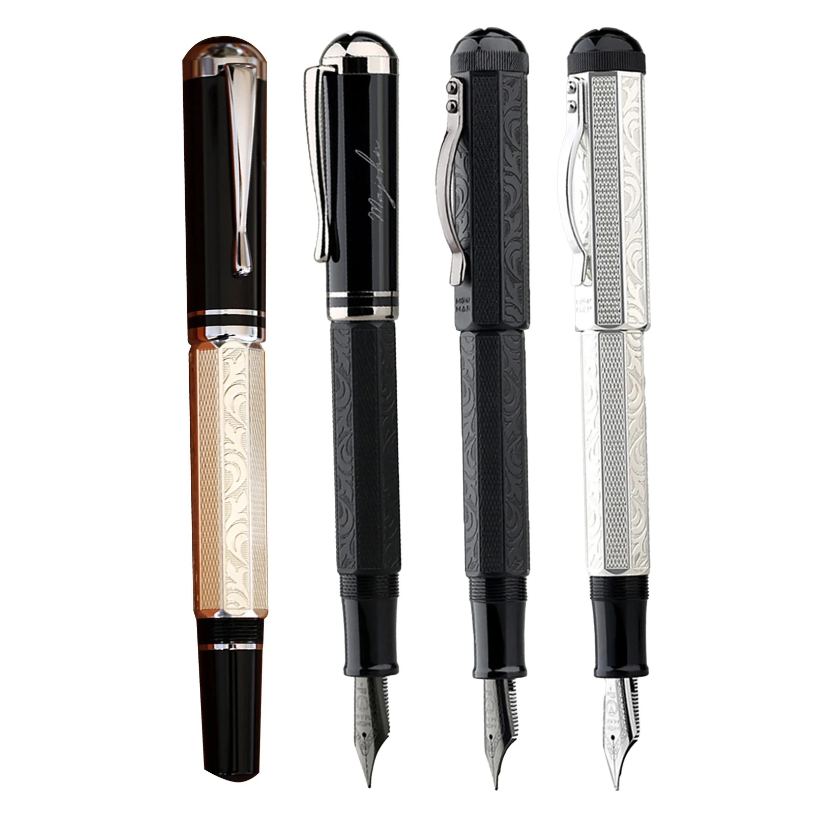 

MAJOHN P138 перьевая ручка с классическим покрытием, поршневая чернила, октаедральный гравировальный узор EF/F/M/плоский наконечник No 6, школьные и офисные принадлежности