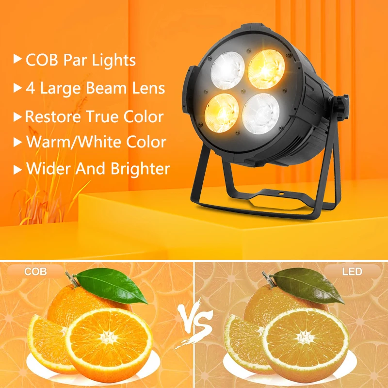 Stage COB Par Lights 200W LED Spotlight Warm White COB Stage Light With DMX Control For Party Church Wedding Theater PhotoStudio