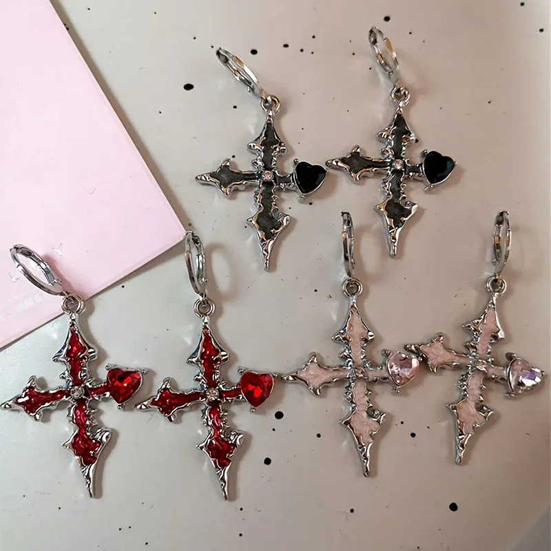 القوطية الصليب الأسود الحفر إسقاط أقراط النساء الشرير هالوين المجوهرات الإبداع موضة رائع بيان مجوهرات فتاة الهدايا #1