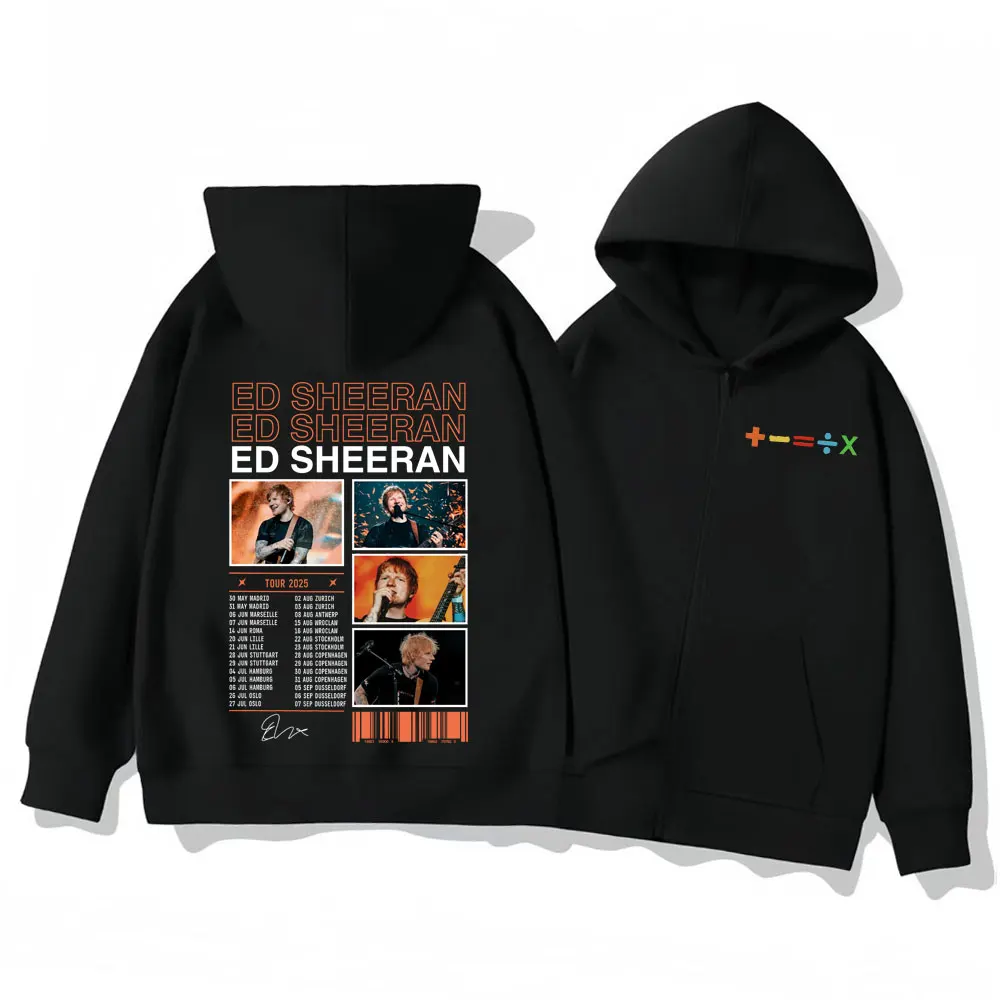

Ed Sheeran Mathematics Tour 2025 Graphic Zipper Hoodie Harajuku Y2k Fashion Zip Up Pullovers Men Women Casual Loose Sweatshirts