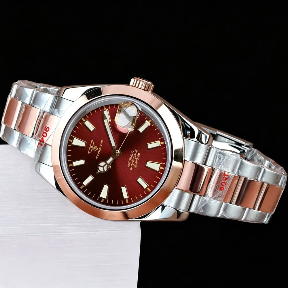 Tandorio 36mm 39mm Two Tone Automatic Mechanical Watch Men Japan NH35A Movement 316L Bracelet Strap Luminous Marks 10ATM