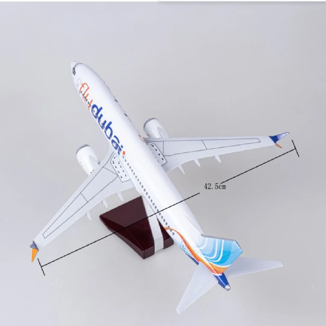 

47cm Aircraft Model B737 Dubai Airways 1/85 Scale Model Diecast Resin With Leading Gear Plane for Aviation Enthusiasts Airplane