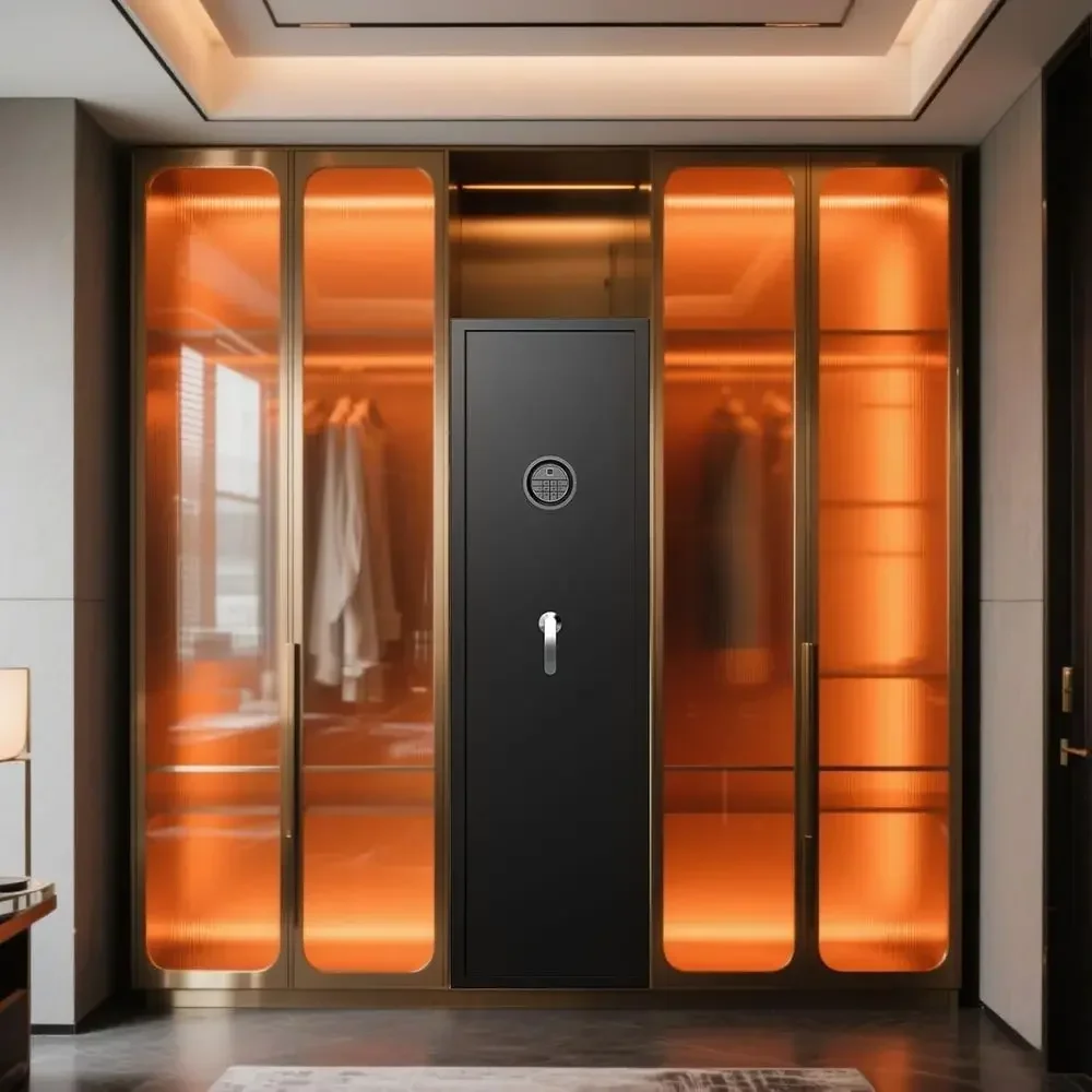 Biometric Safe, Home Security Cabinet with Dual Alarm, Removable Rack Gun Safe, 4-Way Access Shotgun Safe
