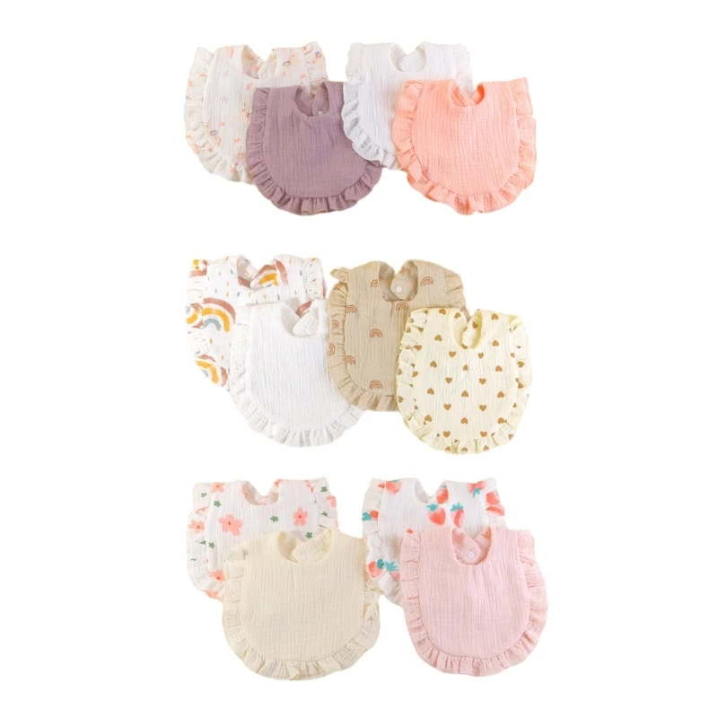 4PCS/set Newborn Baby Bibs Cotton Infant Feeding Bib 360-Degree Saliva Towel