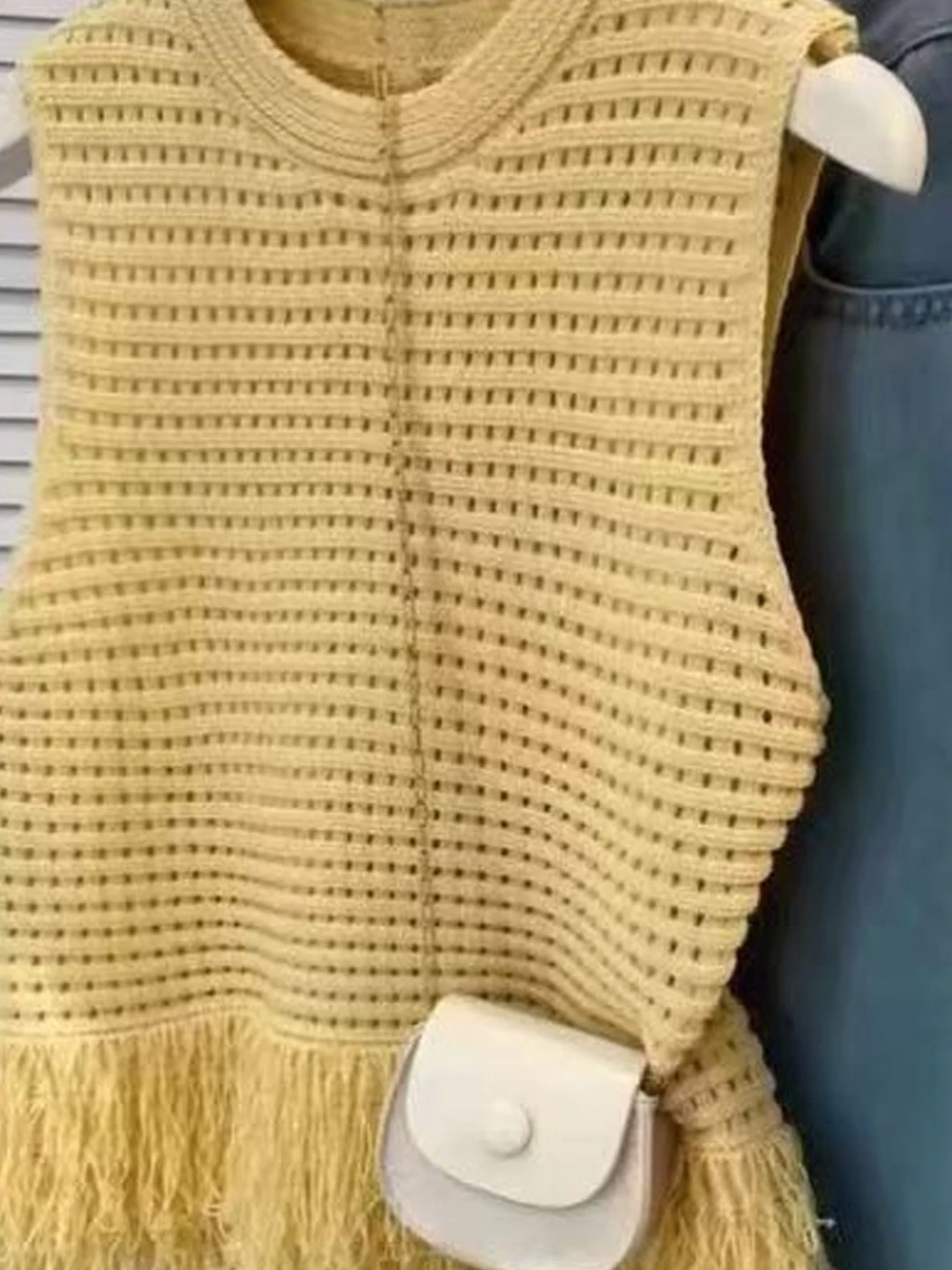 Women's Sleeveless Knitted Vest Hollow out Sweater Yellow Jacket Overalls round Neck Standard Fit Polyester Blend Fashion