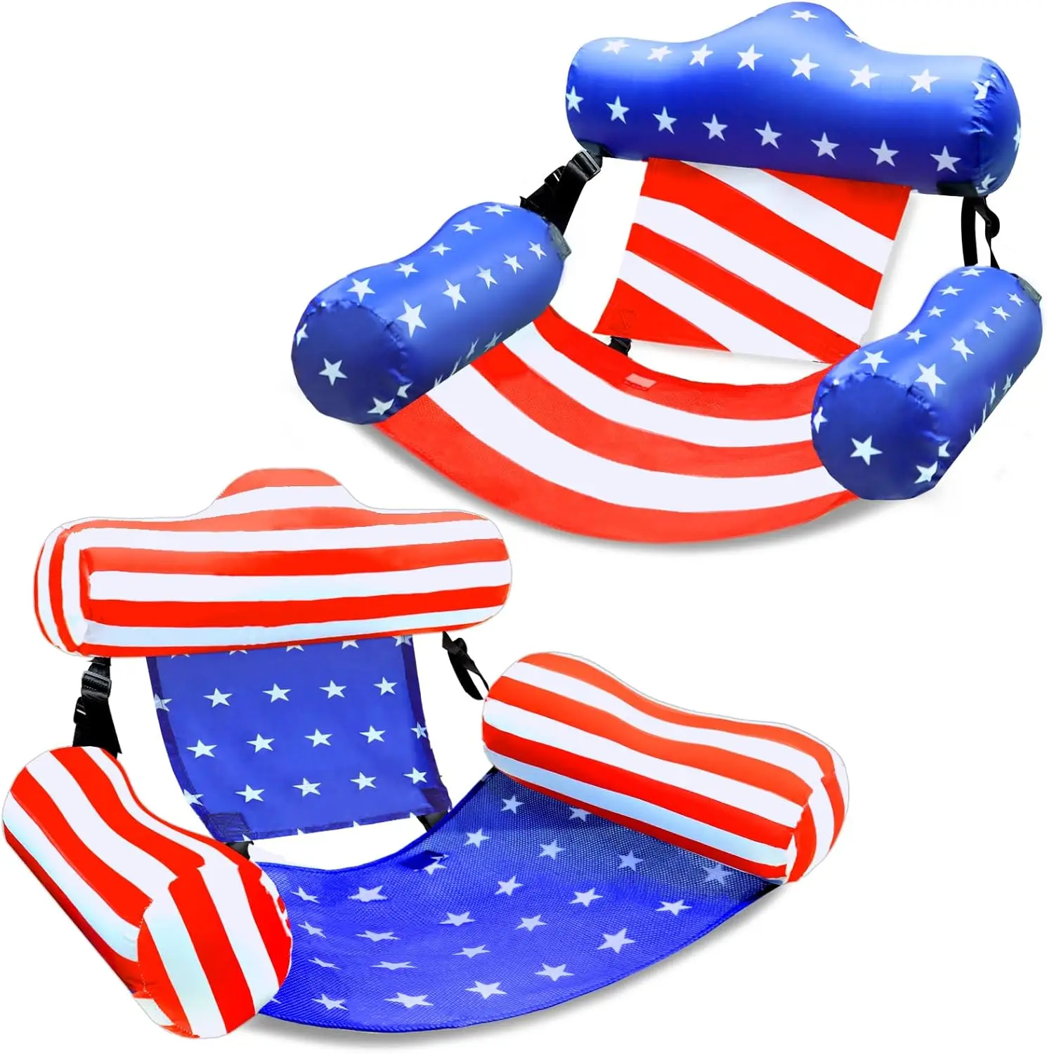 

Inflatable Pool Floats, USA Flag Pool Float Chairs for Adults Heavy Duty Adjustable Patriotic Pool Chair Lounger,Blow Up Floa