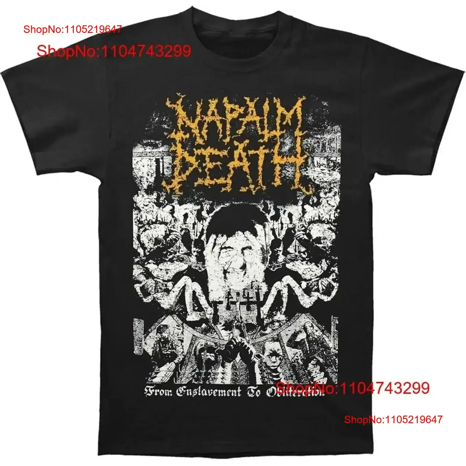 Napalm Death Men's from Enslavement to Obliteration Vintage T Shirt Black IN0208 Washed Comfortable designer clothes vintage