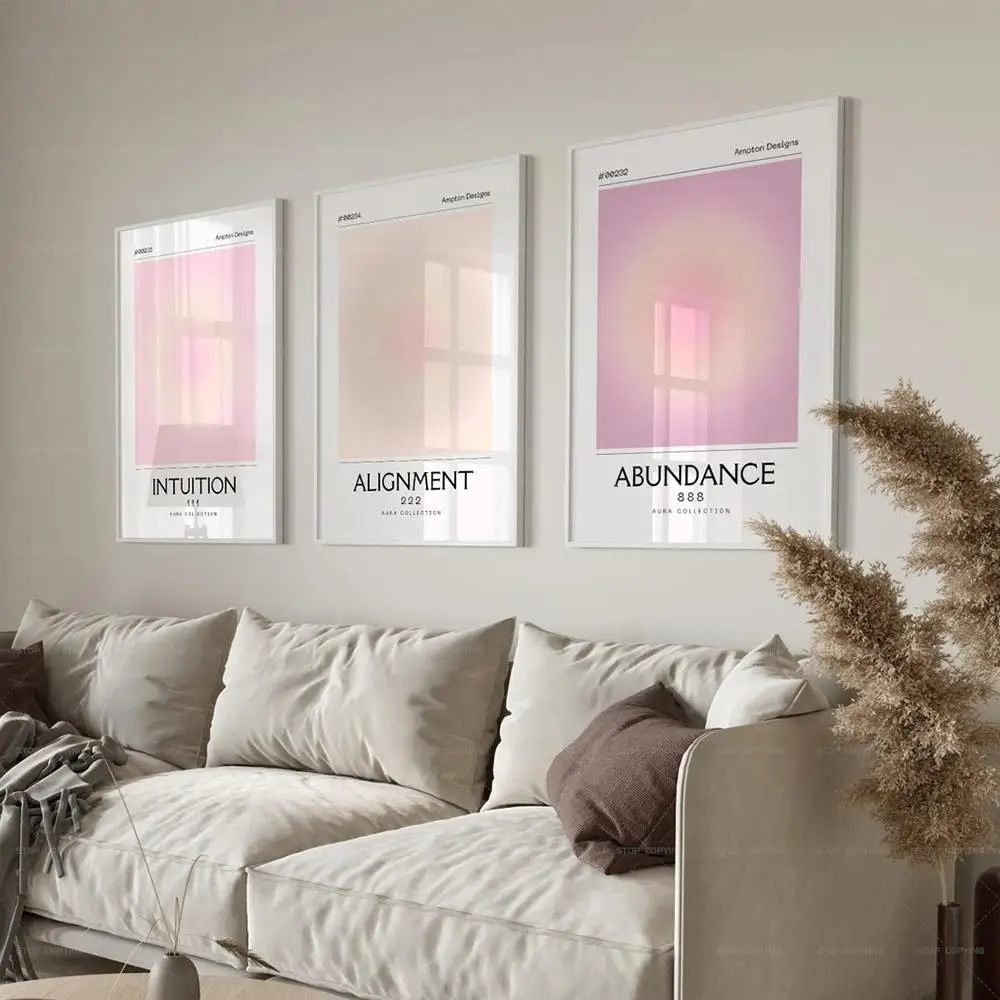 Nordic Positive Aura Spiritual Grainy Gradient Angel Number Trendy Wall Art Canvas Painting Posters For Living Room Home Decor