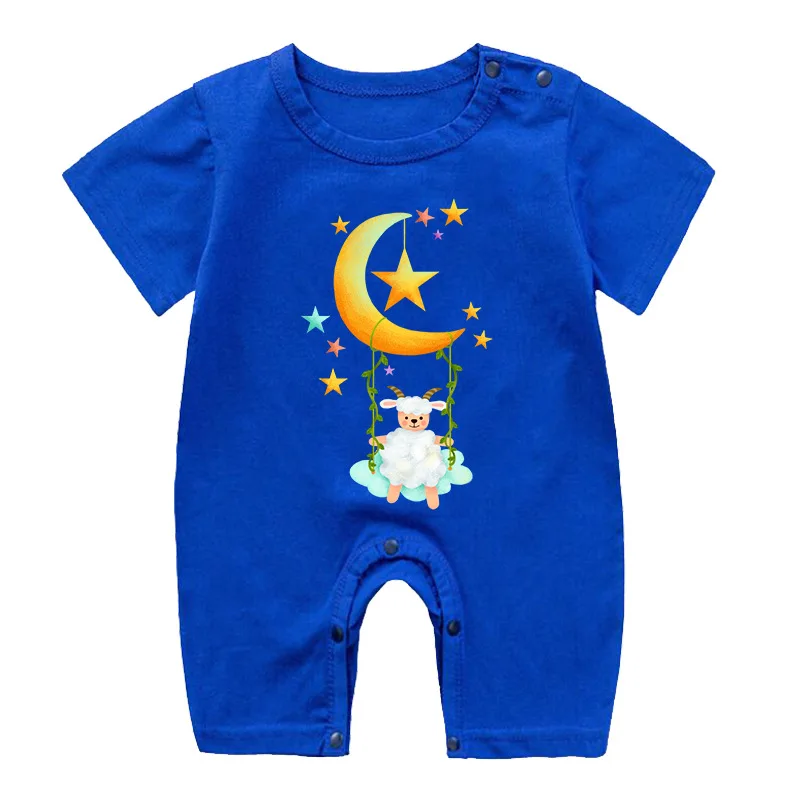 Eid Mubarak Moon Star Clothes Baby Boys Ramadan Clothes Kids Short Sleeve Bodysuit Babies Twins One Piece Bodysuits Girls Romper