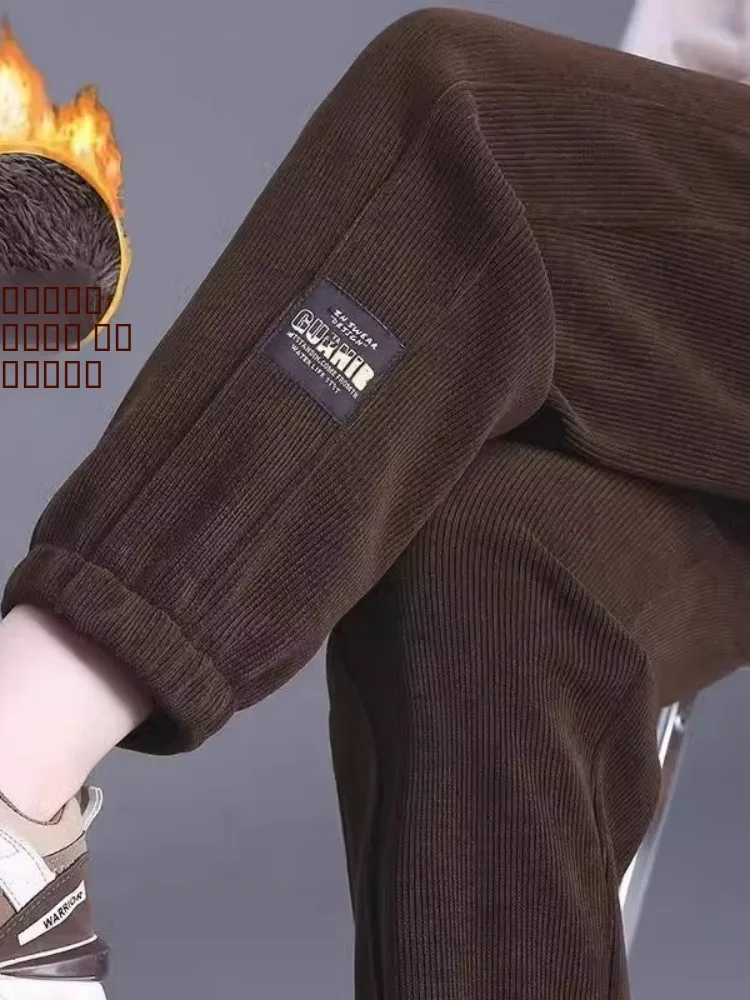 

Женские вельветовые брюки Thiened Fce с высокой талией, свободного кроя, для осени, зимы и весны, повседневные, больших размеров