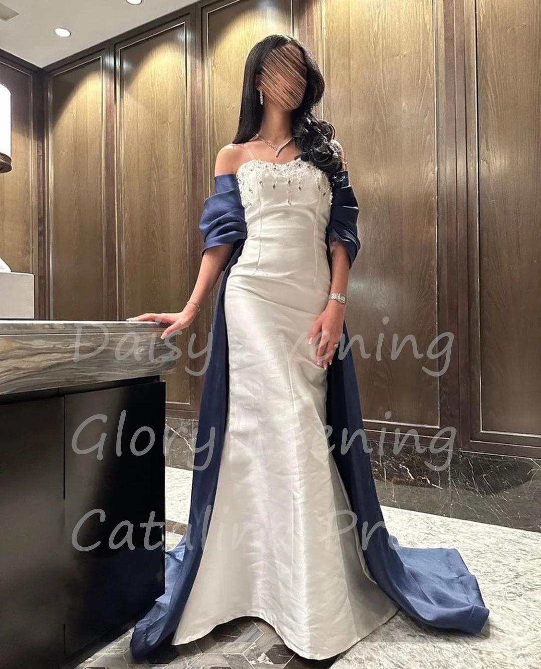 

Vintage Evening Dress Mermaid Crystal Satin Off the Shoulder Prom Dresses Strapless Saudi Arabia Robes De Soirée 2024 Party Gown