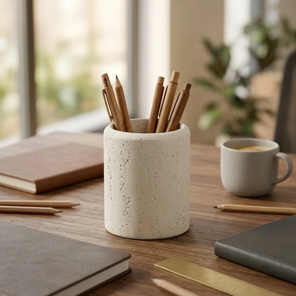 Travertine Writing Tool HolFor Der for Contemporary Interiors Combining Material Authenticity anFor D Clean Silhouette