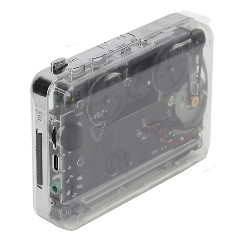 1Set Cassette To MP3/CD Type-C Walkman Audio Music Player Cassette Recorder Transparent