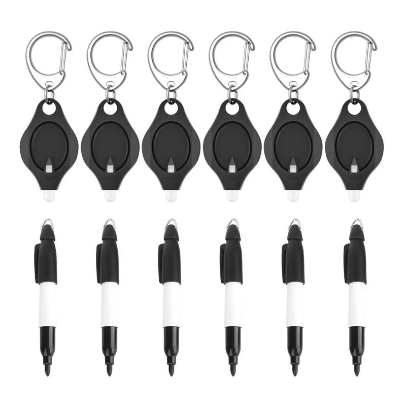 12PCS Mini LED Keychain Light and Mini Marker, 12 Portable Bright Battery Powered Torch with Carabiner Clip