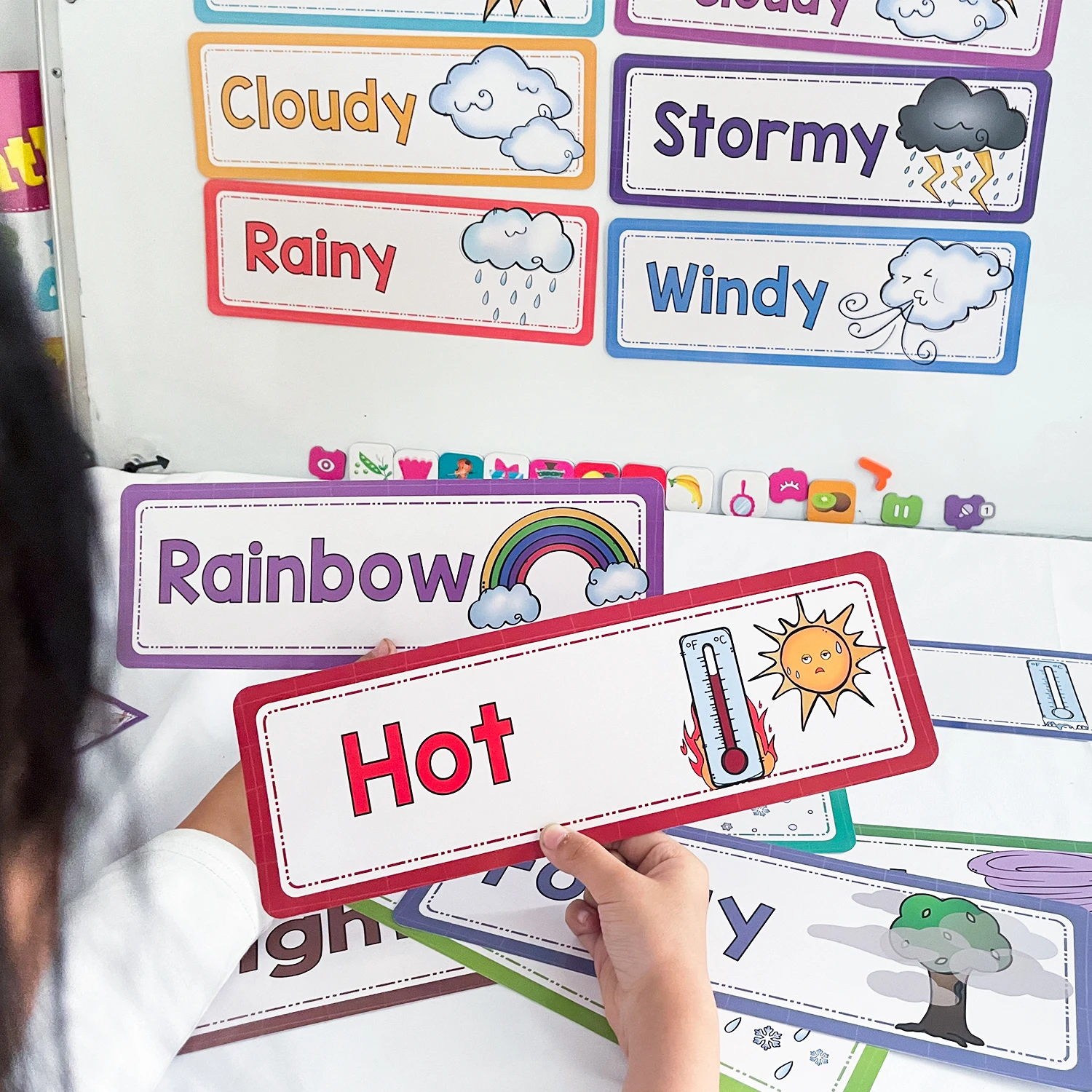 16 PCS Children learning Weather flash cards Teacher\'s teaching aids Classroom Decoration Card Baby kid Early Education toys