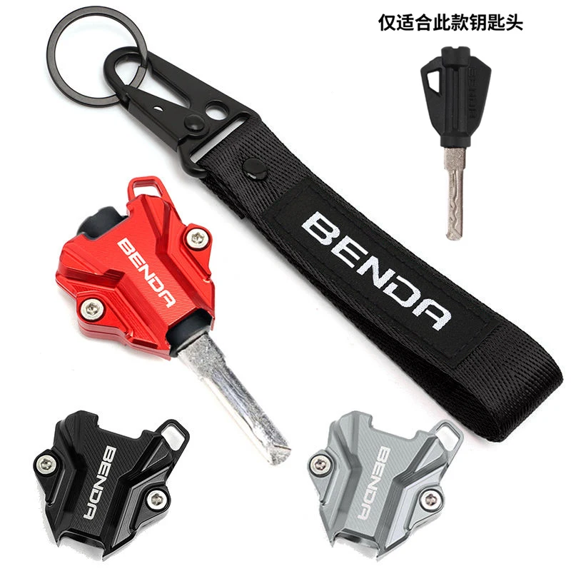 Étui pour clé de moto CNC, housse de protection et anneau de porte-clés brodé pour BENDA Chinchilla 350 500 Rock250 Napoléon250