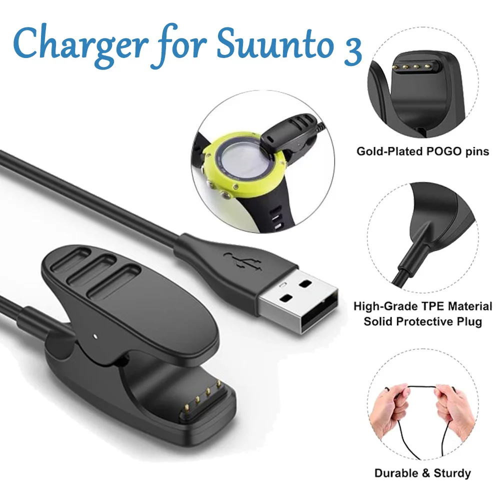 Chargeur pour Suunto 3 Fitness, Suunto 5, Traverse, Kailash, Spartan Trainer, Ambit 1 2 3, câble de chargement USB avec clip pour Suunto 5/3