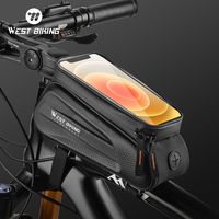 WEST BIKING Bike Bag Front Phone Bicycle Bag For Bicycle Tube Waterproof Touch Screen Saddle Package For 7Inch Bike Accessories