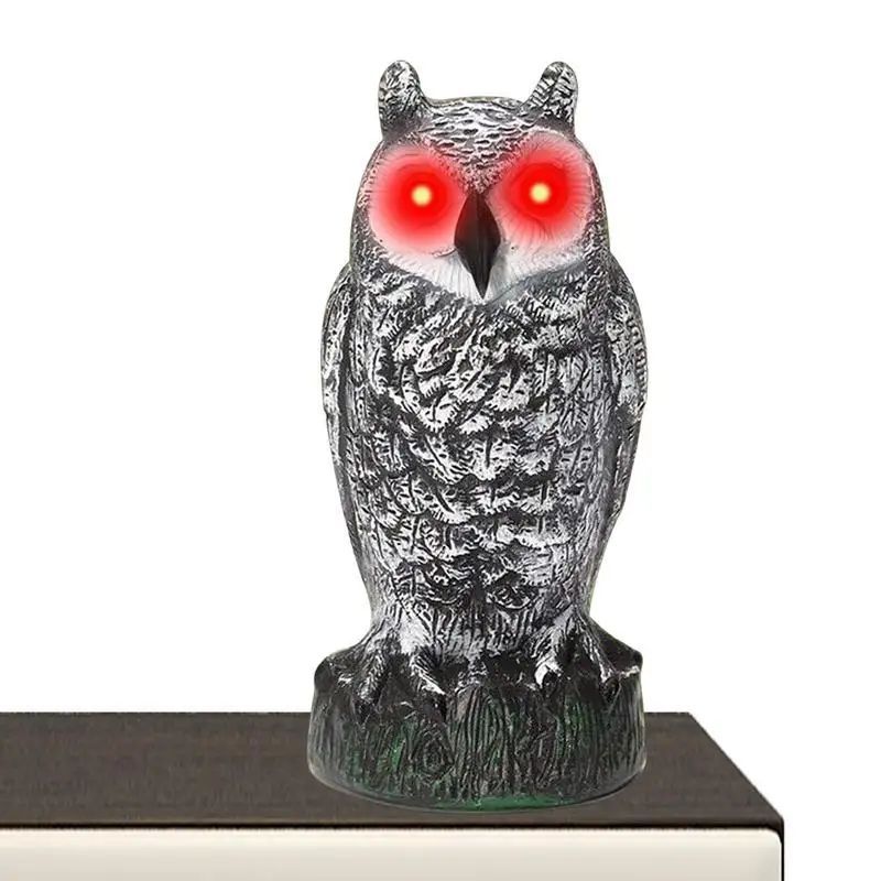 

Horned Owl Fake Owl With Flashing Eyes Frightening Sound And Motion Detector Anti fading Horned Owl Decoy Owl Statue Scare Birds