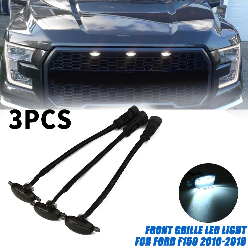

Lamp Grill Grille Lights Replacement Upper White Front LED ABS Plastic Accessory Bulb For Ford F150 Raptor 10-18 New