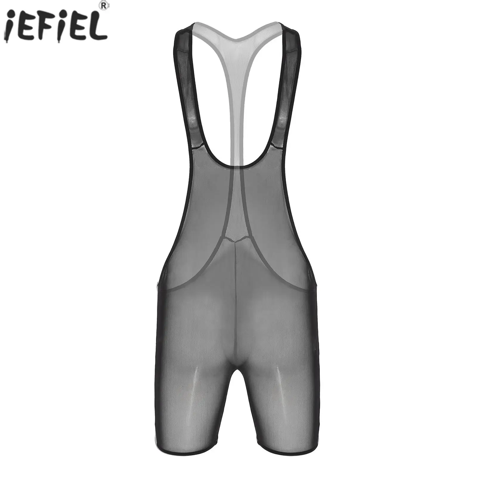 

Mens See-Through Mesh Bodysuit Underwear Deep U Neck Sleeveless Wrestling Singlet Transparent Jumpsuit Leotard Catsuit Clubwear