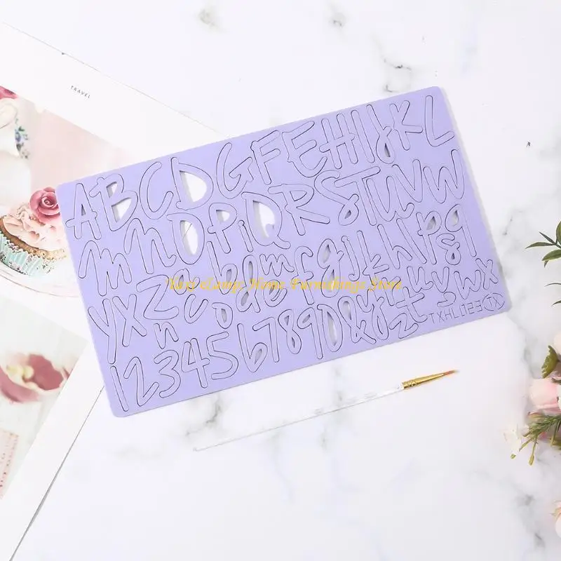 W8EA Cake Tool Acrylic Numbers Embossed Cutter Mold Cookie Cutter Stamp with Brush Fondant Cake Decorating Tools