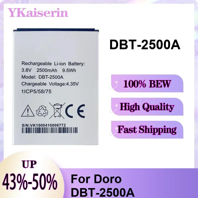 

Аккумулятор для мобильного телефона с быстрой зарядкой 2500 мАч для Doro Dbt-2500A, экологически чистый