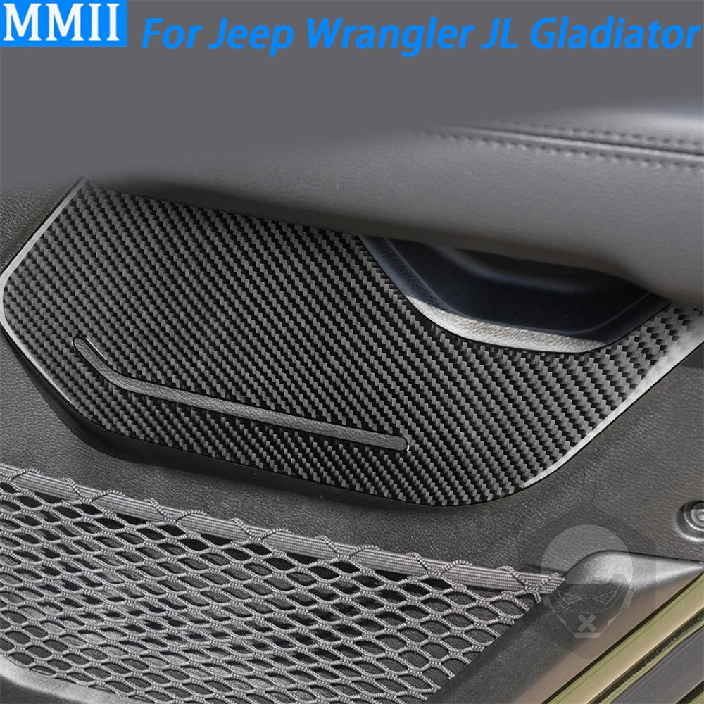 For Jeep Wrangler JL 2018-2023 Gladiator 2020-2023 Real Carbon Fiber Rear Door Panel Trim Cover Car Interior Accessories Sticker