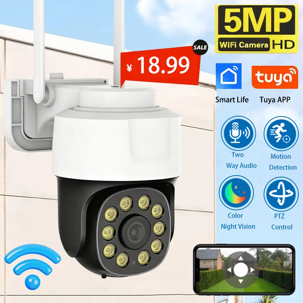 �y�Z�[�����zJaxcxstar Tuya 5MP �E���g��HD PTZ Wifi�J���� �X�}�[�g���O�z�[���Z�L�����e�B�r�f�IIP�J���� AI�����l���ǐՃZ�L�����e�B�ی�